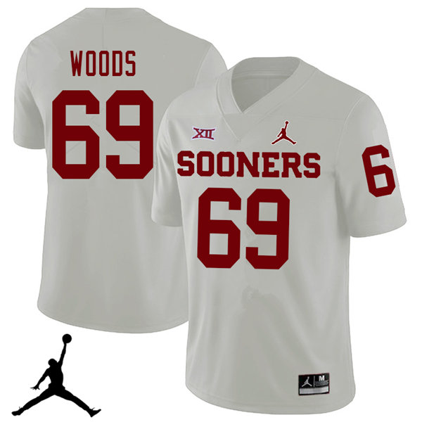 Jordan Brand Men #69 Clayton Woods Oklahoma Sooners 2018 College Football Jerseys Sale-White - Click Image to Close